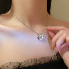 Magnetic Silver Flower Pendent  - قلادة زهرة فضية مغناطيسية