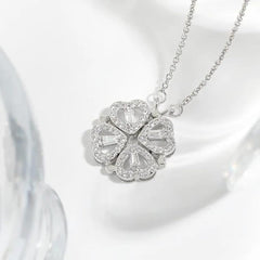 Magnetic Silver Flower Pendent  - قلادة زهرة فضية مغناطيسية