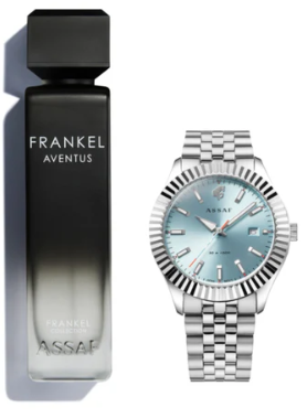 Combo-FrankelAventus perfume and Assaf Watch