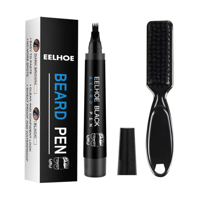 Men's Beard Filler Pen Kit with Brush - Long-Lasting, Waterproof, Alcohol-Free